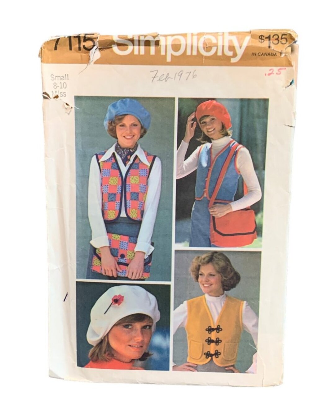Simplicity 7115 Sewing Pattern Vest Bag Hat Size 8-10